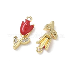 Brass Micro Pave Clear Cubic Zirconia and Enamel Charms&nbsp;KK-A300-22G-02
