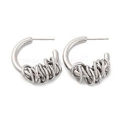 C-Shaped with knot Brass Stud Earrings&nbsp;EJEW-R025-28P