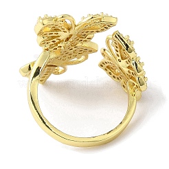 Clear Cubic Zirconia Triple Butterfly Open Cuff Ring&nbsp;RJEW-F147-02G