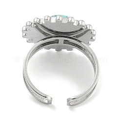 304 Stainless Steel Synthetic Turquoise Cuff Rings&nbsp;G-Z056-08P-04
