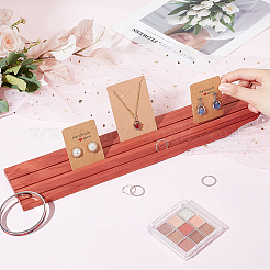 3-Slot Rectangle Wood Earring Display Card Stands&nbsp;EDIS-WH0012-45A