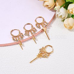 Lightning Bolt Brass Dangle Huggie Hoop Earrings&nbsp;EJEW-SW00001-01