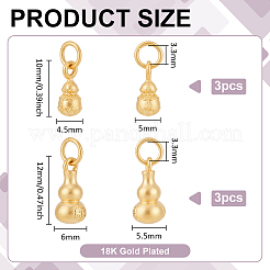 6Pcs 2 Styles Brass Gourd Charms&nbsp;KK-BC0015-58