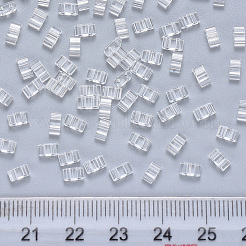 FGB 2-Hole Transparent Glass Seed Beads&nbsp;SEED-S031-M-001