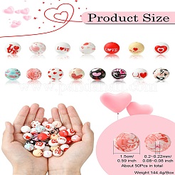 50Pcs Valentine's Day Heart Pattern Silicone Focal Beads&nbsp;SIL-CJ0002-12