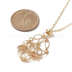 Brass Chains Macrame Pouch Empty Stone Holder for Pendant Necklaces Making&nbsp;NJEW-JN04475-02