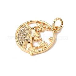 Brass Micro Pave Black Cubic Zirconia Pendants&nbsp;CU-CBA6344-07G