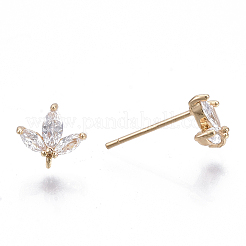 Brass Micro Cubic Zirconia Stud Earring Findings&nbsp;X-KK-N231-03-NF