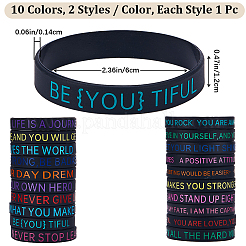 20Pcs 20 Style Motivational Quotes Silicone Cord Bracelets Wristbands&nbsp;BJEW-WH0020-51B