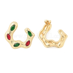 304 Stainless Steel Glass Stud Earrings&nbsp;EJEW-M070-17G-01