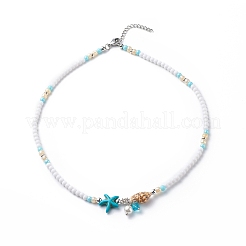 4Pcs 4 Style Natural Pearl & Shell & Dyed Synthetic Turquoise Beaded Necklaces Set&nbsp;NJEW-JN04039