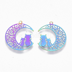 Ion Plating(IP) 201 Stainless Steel Kitten Pendants&nbsp;STAS-R102-02