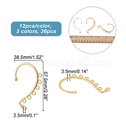 36Pcs 3 Colors Alloy Ear Cuff Findings&nbsp;FIND-CA0005-23