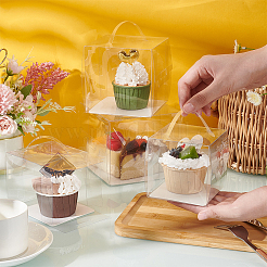 Foldable Transparent Plastic Single Cake Gift Packing Box&nbsp;CON-WH0084-42A