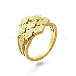 Textured Rhombus 304 Stainless Steel Finger Ring for Women&nbsp;RJEW-L126-06B-G