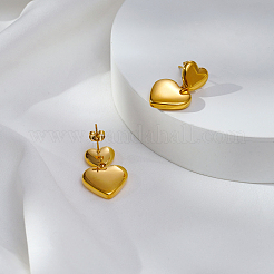 Stylish Stainless Steel Heart Dangle Stud Earrings&nbsp;BA0238