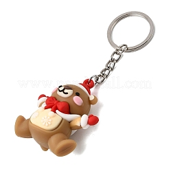 10Pcs 10 Styles Christmas Theme PVC Plastic Pendant Keychains&nbsp;KEYC-JKC00934