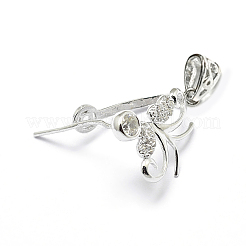Anti-Tarnish Rhodium Plated 925 Sterling Silver Micro Pave Cubic Zirconia Pendant Bails&nbsp;STER-P034-56P