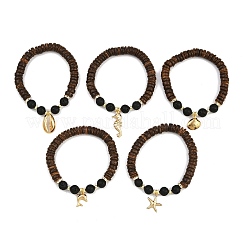 5Pcs Ocean Theme 304 Stainless Steel Charm Bracelets&nbsp;BJEW-JB12403