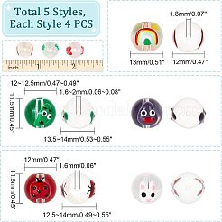 20Ppcs 5 Style Transparent Glass Enamel Beads&nbsp;GLAA-FH0001-47