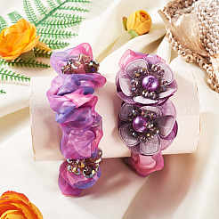 2Pcs 2 Colors Chic Solid Color French Satin Pigtail Hair Tie for Elegant Hairstyles&nbsp;OHAR-TA0001-10A