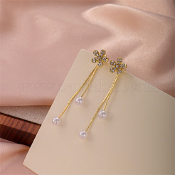 Flower Alloy Crystal Rhinestone Tassel Stud Earrings&nbsp;FS-WGCF411-01