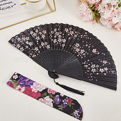 1Pc Bamboo & Silk Folding Fan&nbsp;AJEW-CN0003-91C