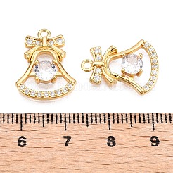 Christmas Theme Brass Pave Clear Cubic Zirconia Charms&nbsp;KK-T073-02G