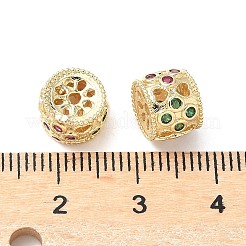 Brass Micro Pave Cubic Zirconia Beads&nbsp;KK-A254-21G