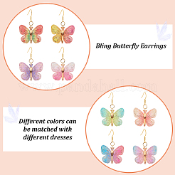 10Pairs 10 Colors Bling Butterfly Resin Dangle Earrings&nbsp;EJEW-AB00006