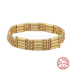 Adjustable 925 Sterling Silver Round Column Magnetic Beaded Necklaces for Women&nbsp;NJEW-A048-03G