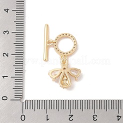 Golden Brass Micro Pave Cubic Zirconia Toggle Clasps&nbsp;KK-B100-039G-01