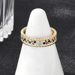 Brass Micro Pave Cubic Zirconia Cuff Rings for Women&nbsp;RJEW-S400-06G