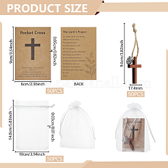 Wood Cross with Jute Cord Pendant Decorations&nbsp;HJEW-GA00090
