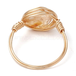 Oval Natural Rose Quartz & Prehnite & Amethyst & Citrine Finger Rings&nbsp;RJEW-JR00802