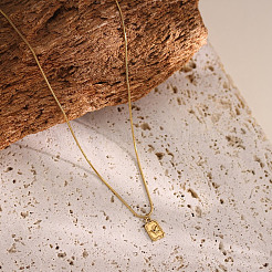 304 Stainless Steel Rectangle with Butterfly Pendant Round Snake Chain Necklaces for Women&nbsp;WG3CF6B-01