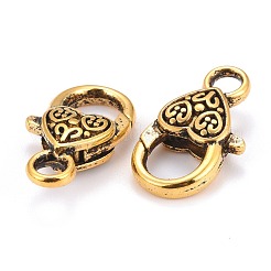 Tibetan Style Heart Lobster Claw Clasps&nbsp;X-GLF014Y