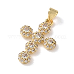 Brass Micro Pave Cubic Zirconia Pendants&nbsp;KK-L268-015G-A01