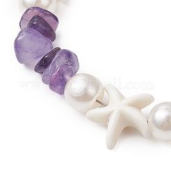 Starfish Synthetic Turquoise & Natural Mixed Gemstone Chip Beaded Bracelets for Women&nbsp;BJEW-JB11264