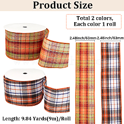 2 Rolls 2 Colors Tartan Pattern Polyester Ribbon&nbsp;OCOR-GF0005-36