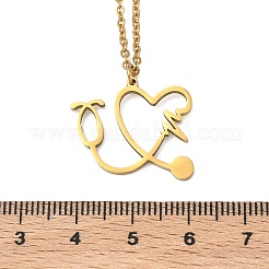 304 Stainless Steel Heart Shaped Stethoscope Pendant Necklaces for Women&nbsp;NJEW-B158-03G