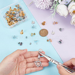 60 Pcs 2 Colors PVD Vacuum Plating 304 Stainless Steel Stud Earring Findings&nbsp;STAS-UN0022-37