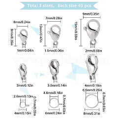 120Pcs 3 Styles 304 Stainless Steel Lobster Claw Clasps with 120Pcs 3 Styles Open Jump Rings&nbsp;STAS-SC0004-88