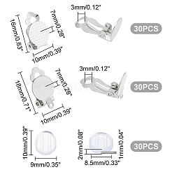 60Pcs 2 Size 304 Stainless Steel Clip-on Earring Findings&nbsp;STAS-UN0040-60