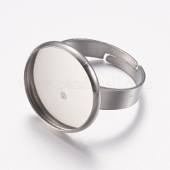 Tarnish Resistant Adjustable 304 Stainless Steel Finger Rings Components&nbsp;STAS-I097-037C-P
