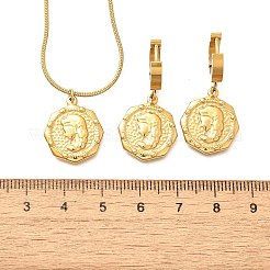 Octagon with Women 304 Stainless Steel Necklaces & Hoop Earring Set for Women&nbsp;SJEW-C007-09G