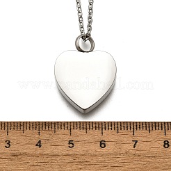 304 Stainless Steel Heart Cinerary Casket Pendant Necklaces&nbsp;NJEW-V002-02P