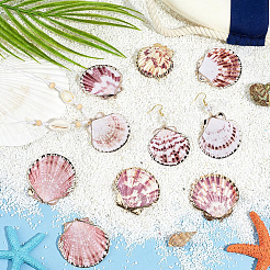 20Pcs Electroplate Natural Sea Shell Pendants&nbsp;SSHEL-PH0001-52