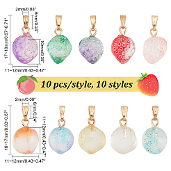 100Pcs 10 Style Two Tone Transparent Spray Painted Glass Pendants&nbsp;GLAA-PH0002-72