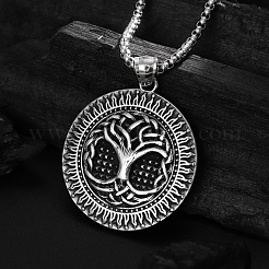 Tibetan Style Alloy Tree of Life Pendant Box Chain Necklaces&nbsp;PW-WGFD1C3-01